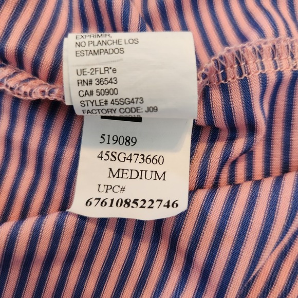 IZOD Golf Shirt Men's Medium Pink Blue Pin Stripes - Picture 5 of 7